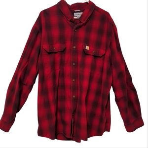Carhartt Men's Plaid Cotton Button Down Shirt Size 2XL Pockets -461